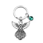 BNQL Guardian Angel Keychain with Birthstone Memorial Key Chain Personalised Gift, May, Large