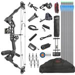 Compound Bow Kit, Hunting & Targeting, Gordon's Limb Made in USA, Draw Weight 20-70 lbs Adjustable, Draw Length 24”-29.5",up to IBO 320FPS Speed, Package with Archery Hunting Accessories (Left Hand)