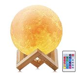 Nytk Retail 3D 16 Color 15 Cm Changeable 3D Moon Lamp With Stand For Bedroom Lights Changed Remote For Adults And Kids - 15 Cm (Moon, Remote, Stand, Wooden Stand) - Led