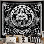 INSROAM Black and White Tapestry Skull Tapestry Moth Tapestry Snake Tapestry Skeleton Tapestry Plant Tapestry Wall Hanging Tapestry for Bedroom (51"x59")