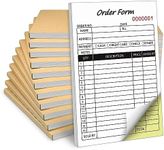 10 Pack Receipt Book with Cardboard 2-Part Carbonless, Order Forms for Small Business - 8.3x5.5 Inches, 50Sets*10