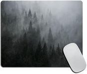 Mouse Pad, Rectangle Forest Dark Nature Tree Winter Mountain Foggy Woodland Anti-Slip Rubber Mousepad for Gaming Office Laptop Computer PC Men Women Kids, Cute Custom Pattern