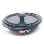 Hawkins Aluminium 0.75 liter Mini Casserole with Lid, Round Series Die-Cast Pan for Cooking, Reheating, Serving and Storing, Grey (Mcrg75)