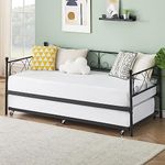 IDEALHOUSE Twin Daybed with Trundle, Metal Trundle Bed, Sofa Bed Frame, Heavy Duty Metal Slats, for Living Room, Bedroom, Guest Room, Space Saving, White