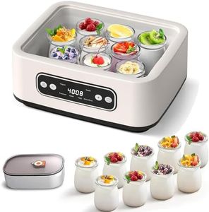 Yogurt Maker with Adjustable Temperature & 48H Timer for Homemade Probiotic Yogurt, Greek Yogurt Maker Machine，Probiotic Yogurt Maker Includes 9x100ml/3.4oz Jars & 1.6L Stainless Steel Liner