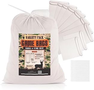 IMPRESA Variety Pack Game Bags for Meat - 8 Large & 2 Small Set - Breathable Hunting Bag for Caribou, Elk, Deer Meat & More - Durable Game Bags Hunting Essentials - Reusable Deer Game Bags with Ties