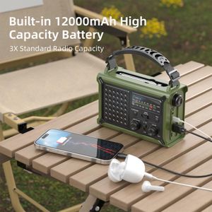 Mesqool Portable Emergency Radio – 12000mAh Power Bank, Green
