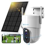 UCOCARE 4MP QHD Solar Security Camera Outdoor, 360° Security Camera Outdoor Wireless with 5W Solar Panel & 15000mAh Battery, Smart Motion Detection & Siren, 30m Color Night Vision, 2-Way Talk, IP66