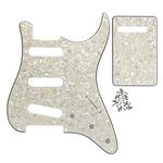 IKN 4Ply Aged Pearl ST Pickguard Backplate Set for 3 Single Coil Pickups-11 Hole, come with Pickguard Screws