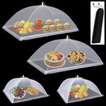 Food Covers for Outside Mesh,2 Pack 40"X24" + 2 Pack 17"X17" Extra Large Pop Up Mesh Food Tent Net Umbrella Food Covers for Outdoors Picnic Party BBQ Supplies,Food Nets for Outdoors