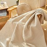 Brandream Beige Quilt Blanket Cotton Quilted Throw Blanket for Bed Couch Daybed 47 X 60 Inch Elegant Decorative Blankets