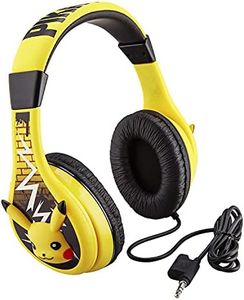 eKids Pokemon Pikachu Wired Kids Headphones, Adjustable, Stereo Sound, 3.5Mm Jack, Tangle-Free, Volume Control, Children's Headband On Ear for School Home, Travel
