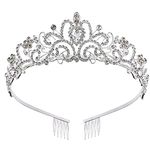 Princess Crown for Women, Crystal Queen Tiaras for Girls Bridal Hair Accessories Gifts for Birthday Wedding Prom, Bridal Party, Pageant, Halloween Christmas Costume - Silver (Pack of 1) (Silver (Pack of 1))