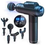 Massage Gun Deep Tissue, Professional Handheld Muscle Percussion Massager with 99 Speeds & 6 Interchangeable Heads, LCD Touch Screen, Ultra-Quiet Design for Shoulder, Back, Body Muscle Relaxation