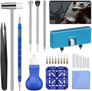 KASHTGO 28 in 1 Watch Repair Kit Battery Replacement Strap Adjustment Resizing Watch Opening Professional Spring Bar Tool Set, Watch Band Link Pin Tool Set with Carrying Case
