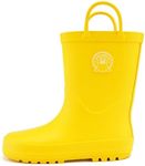Stelle Toddler Rain Boots Natural Rubber Rainboots Kids Girls Boys Waterproof Easy On Handles Non-Slip Sole(Yellow,9MT)