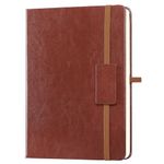 Kesoto A5 Classic Ruled Leather Hardcover Writing Notebook 5.7 in x 8.5 in Lined Journal Diary with Elastic Closure and Expandable Paper Pocket (200 Pages)