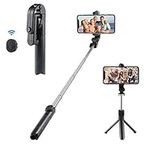 Wireless Selfie Stick, Adjustable Selfie Stick with Tripod Stand and Detachable Wireless Remote, Support Video Record, Extendable Monopod for iPhone 15/14/13 Pro Max, Galaxy, All Other Smart Phone