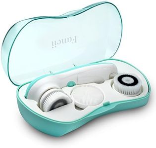 Waterproof Facial Cleansing Spin Brush Set with 3 Exfoliating Brush Heads - Complete Face Spa System by Fancii - Advanced Microdermabrasion for Gentle Exfoliation and Deep Scrubbing (Aqua)