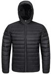 MAGCOMSEN Puffer Jacket for Men Winter Black Lightweight Down Jackets Packable Hooded Coat