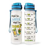 64HYDRO 32oz Water Bottle with Times to Drink, Motivational Water Bottle, Water Tracker Bottle, Water Bottle with Time Marker, Tequila Lover Might be Water Might be Tequila