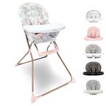 My Babiie MBHC1 Compact Highchair – Ultra Lightweight (5kg), Foldable, Easy Clean, Padded Seat, Footrest, Tray Cup Holder, for Toddler, from 6 Months to 3 Years (15kg) – Rose Geometric