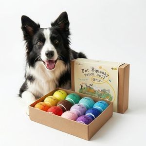 Gogout Squeaky Fetch Balls for Dogs, Rainbow Pack Multicolor Dog Tennis Balls, 2.5 Inches, 12 Count (Large), Gift-Ready Set