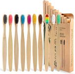 SWKJ Bamboo Toothbrushes with Soft Bristles,10 Pcs Organic Natural Adult Kids Bamboo Soft Toothbrush, Eco-Friendly and Plastic Free Packaging for Family, Travel(Multicolor)