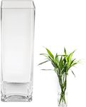 ASSRECT Vases for Flowers 40cm Tall Glass Vase Large Clear Square Vase for Centerpieces Decorative Flowers Vase Minimalist Style Decor for Home Kitchen Office Wedding Party Decorations