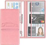 Car Registration and Insurance Card Holder, PU Glove Box Essential Documents Paperwork Driver License Organizer for Car, Wallet Case Auto Vehicle Truck Accessories for Women and Men（Rose Gold）