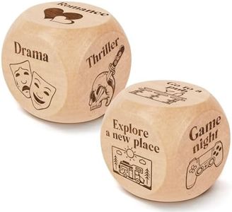 JCHCAMRY 2 Pcs Anniversary Wooden Movie and Activity Date Night Decision Dice Decider Valentines Day Gifts for Him Her Christmas Birthday Gifts for Husband Wife Boyfriend Girlfriend Men Women Gifts