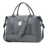 Travel Duffel Bag, Sports Gym Tote Bag for Women, Carry on Luggage Bag for Airplanes, Lightweight Weekender Overnight Shoulder Bag Waterproof Beach Hospital Bag with Shoes Compartment,A8-Slate Grey