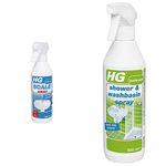 HG Professional Scale Away Spray 500ml - Removing Bathroom Limescale - Safe For All Bathroom Materials & 147050106 Shower & Washbasin Spray 500 ml-Safe and Quick Shower Cleaner for Daily Use