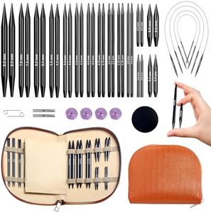Yarniss 15 Pairs Circular Knitting Needle Combo, 4.5-Inch Round Knitting Needle 3.0~8.0mm, 2.16-Inch Shorties Needles US Size 2.5-10, Interchangeable Aluminum Cable Needles with Case