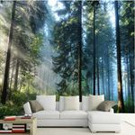 KEARTNZI Custom Size 3d Forest Peel And Stick Wall Murals Morning Forest Landscape Murals For Living Bedroom Wall Home Decor Forest Wallpaper