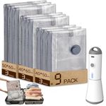 Vacbird Vacuum Storage Bags, Wireless Electric Air Pump Space Saver Bags for Travel and Home, 9 Pack