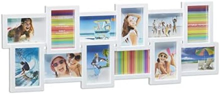 Relaxdays Cornice per 12 foto, porta-fotografie multiplo XL collage multifoto da appendere, a più foto, bianco