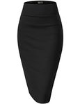 Hybrid & Company Women's Premium Nylon Ponte Stretch High Waist Pencil Suit Skirt Below Knee KSK45002 1073T Black S