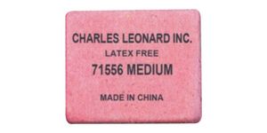 Charles Leonard Eraser, Synthetic, Latex Free, Block Shape, Medium, Pink, 60/Box (71556)