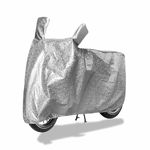 PROTEGO All Weather Protection Two Wheeler Cover for All Activa, Scooter & Scooty | Anti Dust, 100% Waterproof, Heat Resistant, UV Proof - Triple Stitched with Mirror Pocket | (Metallic Silver)