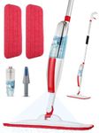 Spray Mops for Floor Cleaning Floor Mop with a Refillable Spray Bottle and 3 Washable Microfiber Pads Home or Commercial Use Dry Wet Flat Mop for Hardwood Laminate Wood, Red