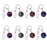 QYCX Bowling Keychains, Bowling Ball & Pin Keychain Pendants Ornaments Keyrings Keyholder Charms Bowling Ball Keychain Sports Ball Keychains for Men Girls Boys Sport Birthday Party Decorations