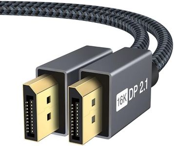 IVANKY 16K Displayport Cable 6.6ft, DP 2.1 Cable [16K@60Hz, 8K@120Hz, 4K@240Hz/165Hz] High Speed DisplayPort Cable 2.1 Support HDR, HDCP 2.2, Compatible with Gaming Monitor,tv,Graphics, Grey-6.6FT
