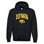 UGP Campus Apparel NCAA Officially licensed College - University Team Color Arch Logo Hoodie, Iowa Hawkeyes Black, Medium