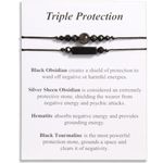 QqzsJewls Triple Protection Bracelets Negative Energy Blocker, Black Tourmaline and Obsidian Bracelets for Women Men, Gifts for Him Her, Triple Protection, Nylon, obsidian