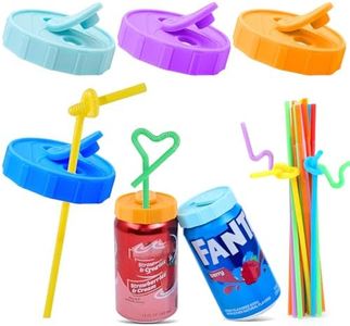 4 Silicone Soda Can Lids with 20 Straw - Reusable Pop Can Covers, BPA-Free Airtight Seal, Leak-Proof Can Toppers to Keep Carbonation for Soda Beer Drink Juice Coke Beverage- Fit Standard Size Cans