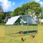 Towallmark Large Metal Chicken Coop, Walk-in Chicken Run, Galvanized Wire Poultry Chicken Hen Pen Cage, Rabbits Duck Cages with Waterproof Anti-Ultraviolet Cover for Farm, Backyard(9.5’x6.5’x6’)