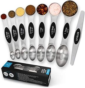 Premium Stainless Steel Magnetic Measuring Spoons, 8 Piece Set with Leveler, Easy to Attach and Detach, Double-Sided Design fits Spice Jars, Perfect for Measuring Liquid & Dry Ingredients - by Zulay