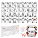 FZIIVQO 1450 Pieces Letter Beads Kit, 4x7 mm White Acrylic Alphabet Beads Letter Beads For Jewelry Making Number Beads Heart Beads Friendship Bracelet Beads Making