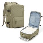 Cabin Bags for Travel, Underseat Carry on Hand Luggage Backpack for Women Airplane Approved Travel Backpack Personal Item Travel Bag 14 inch Laptop Backpack for Business Casual Work,K4-Khaki